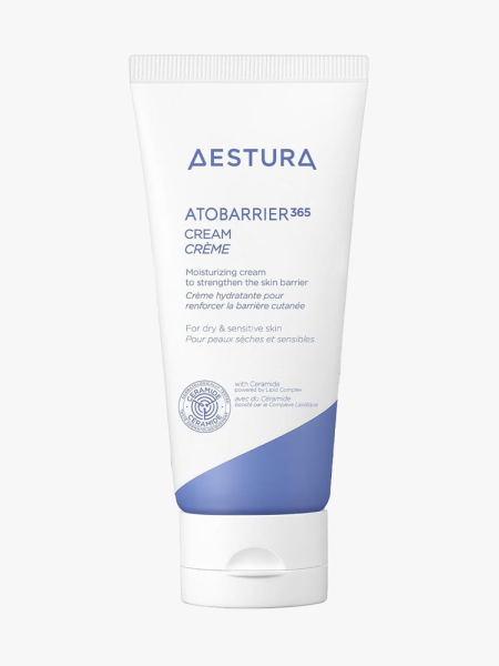 Aestura Atobarrier 365 Cream in branded tube component on a light gray background