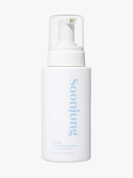 Etude SoonJung pH 6.5 Whip Cleanser in branded component on a light gray background
